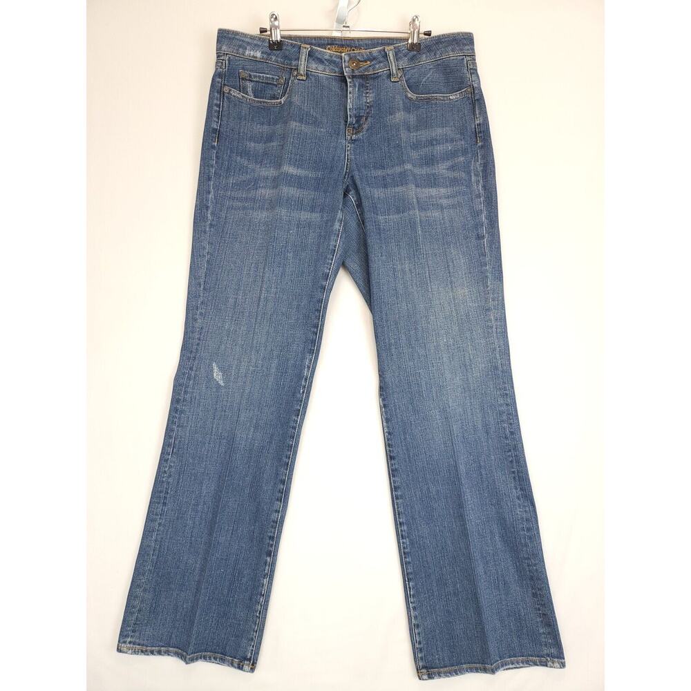 Coldwater Creek Denim Wide Leg Pants Women 10 Light Distressed Blue Jeans Pocket